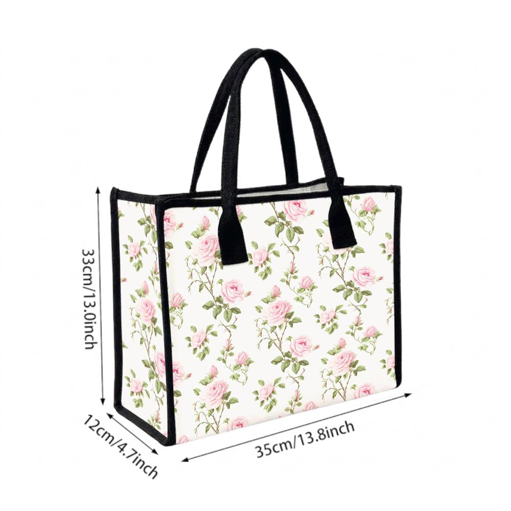 Vintage Floral Tote Bag for Ladies Stylish Daily Handbag for Shopping Work