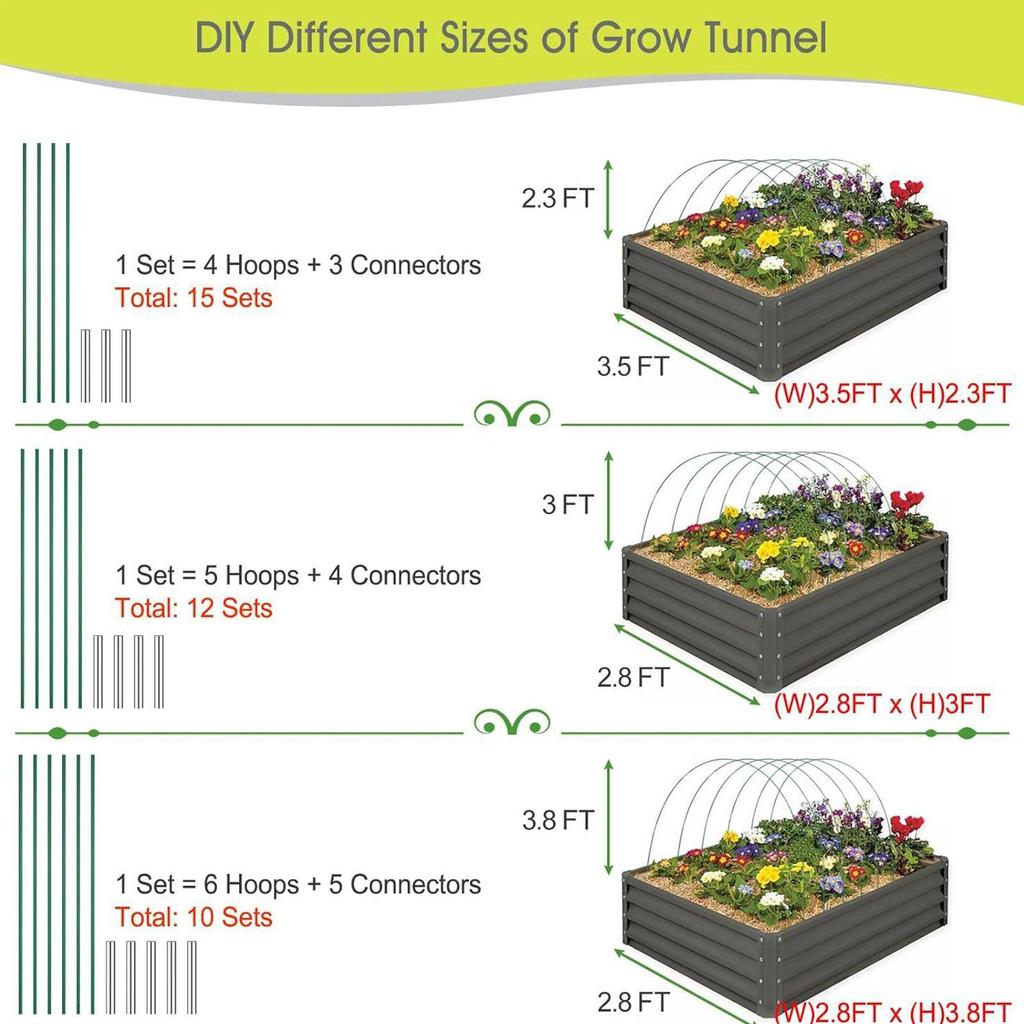 Greenhouse Hoop Garden Poles For Netting Curved Frame Flexible Stakes Protection Support For Bird Hail Vegetable Strawberry