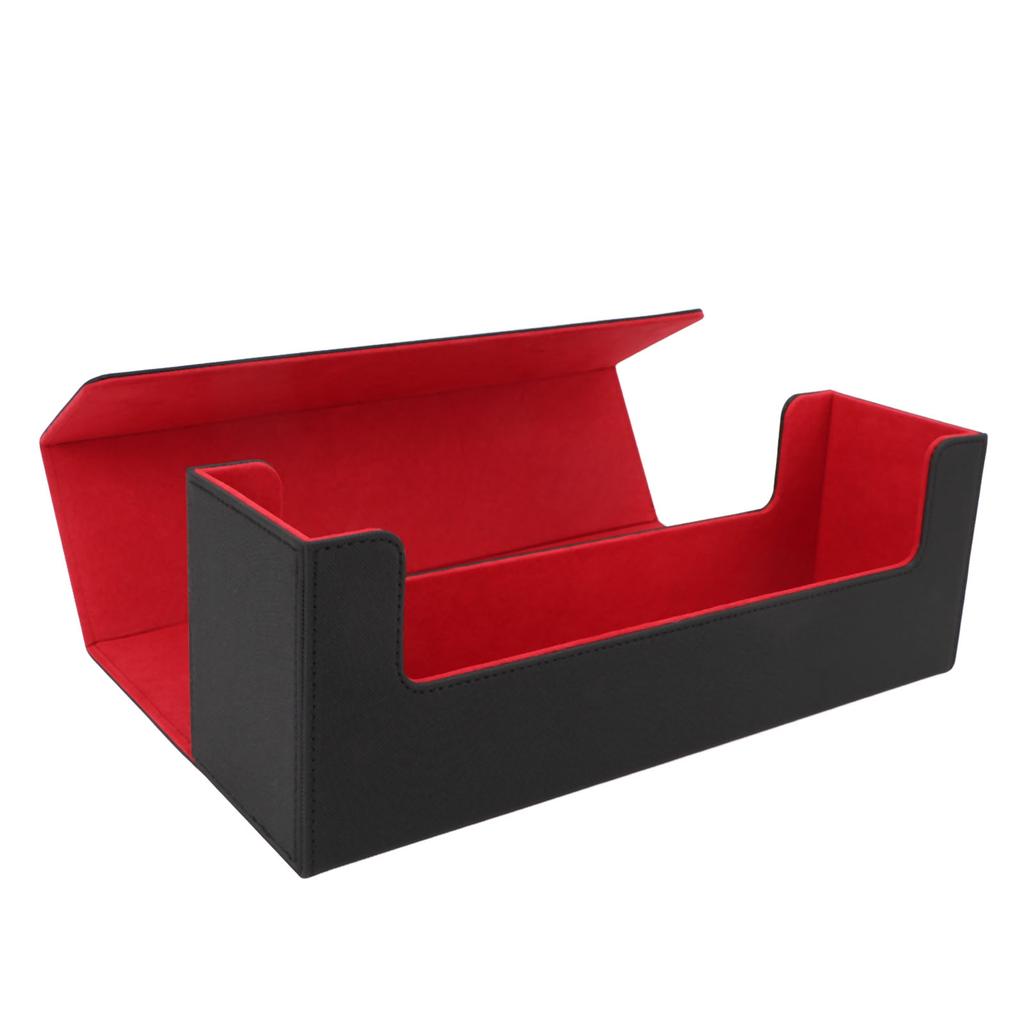 Card Storage Box Multipurpose PU Leather Large Capacity Magnetic Closure Card Deck Case for 400 Cards and Above Black