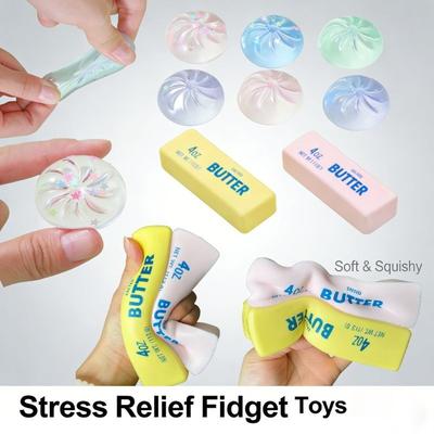 Hot! Squishy Butter & Dumpling Stress Relief Toys Soft Squeeze Toys For Kids Adults Anxiety Relief Sensory Toys For Party Favors