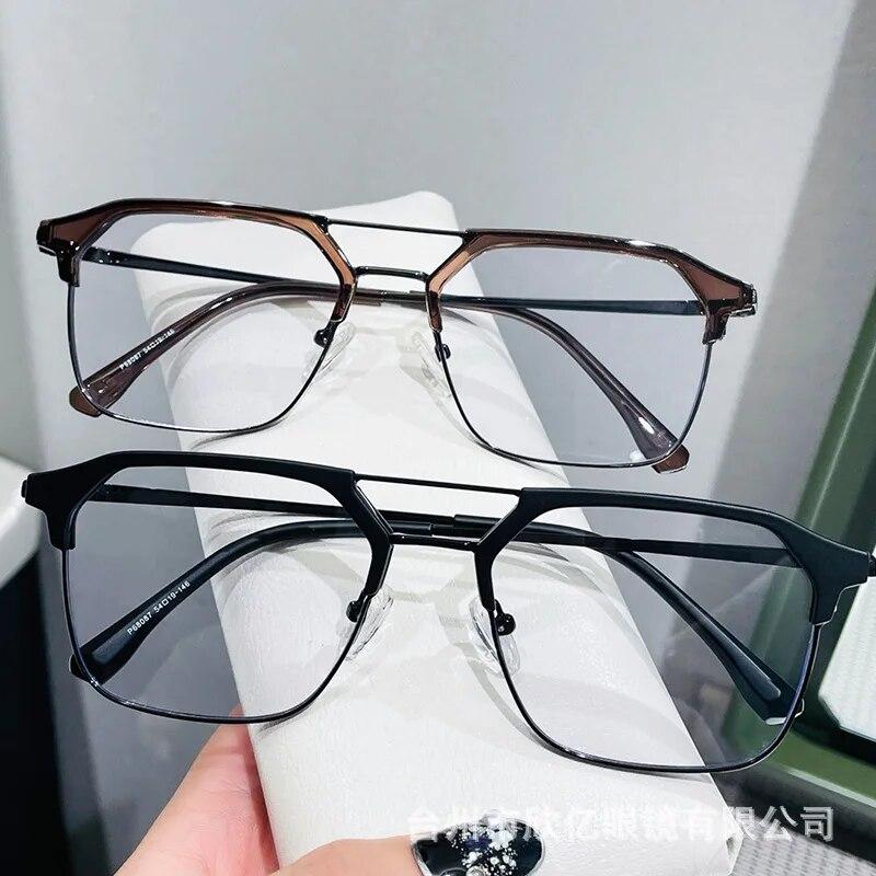 Design de lux Ochelari cu fascicul dublu anti-lumină albastră pentru miopie, cadru pătrat de epocă