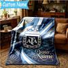 Custom Name Argentina Football Team Blanket Bedding Blanket for Women Men, Soft Throw Blankets for Couch,Bed, Picnic, Christmas Gifts