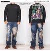Battou Musume Karakuri Tamashii Japanese Pattern Long Sleeve T-Shirt, Yua and Hina, 243130-20 Black - L