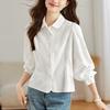 Sweet Lapel Embroidered Shirt for Women Long-sleeved Cotton Shirt for Early Autumn New Loose Age-reducing Fashionable Shirt