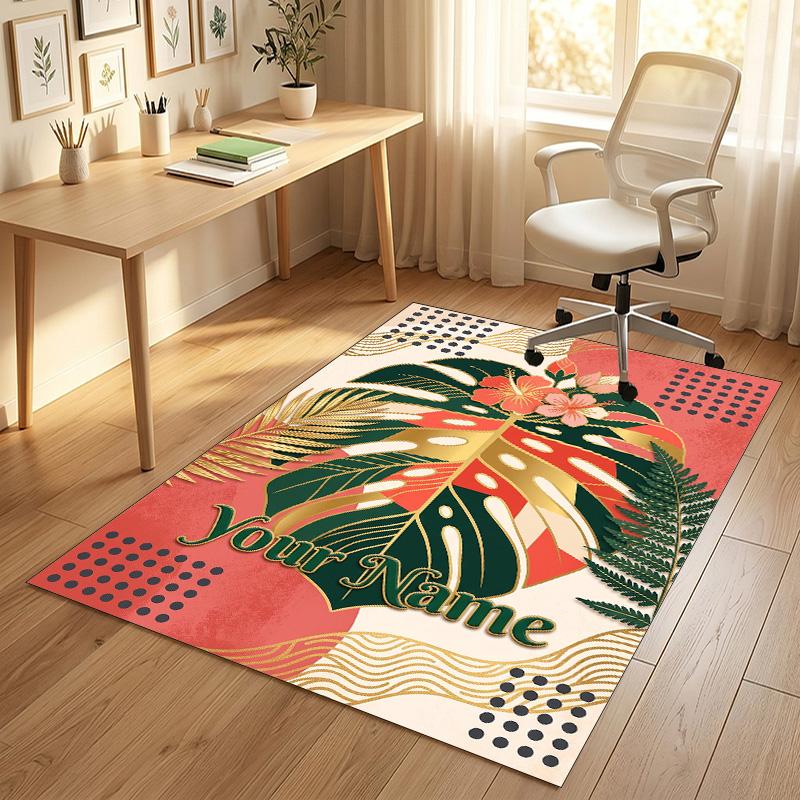 Golden Honey Bee Theme Soft Crystal Velvet Rug Custom Name & Text Print Non Slip Floor Rug for Bedroom Living Room