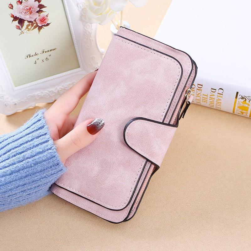 Women's Wallet Fashion Women's Bag Multi-card Position Women's Wallet Frosted Two-color Fabric