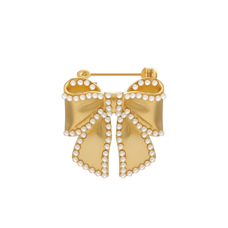 Korean Retro Pearl Bow Brooch - Elegant Fairy Style Suit Accessory
