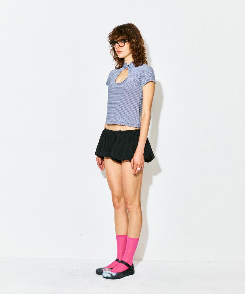Haitaideupeulaengki Pleated Balloon Shorts Black
