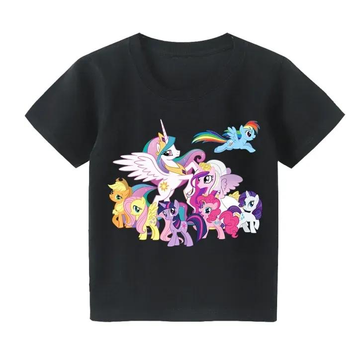 My Little Foal 202526 Summer Anime Pattern 100 Cotton Childrens and AdultApplicable TShirt Breathable Casual LooseFitting S