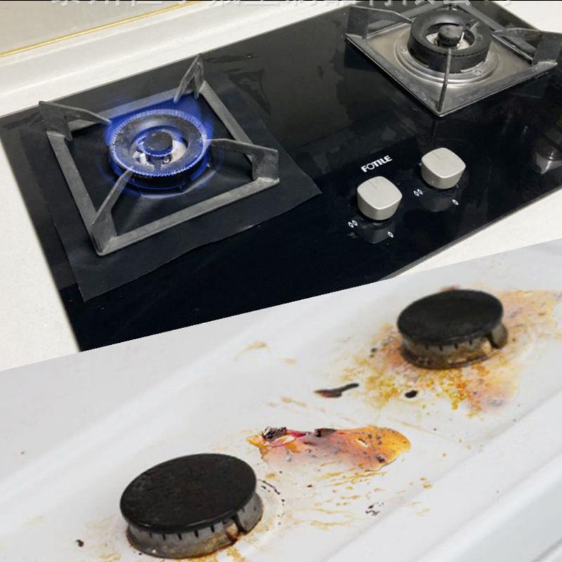 4pcs 27cm/ 10.63in Teflon Gas Stove Protection Pad Oil Dirt Prevention Pad