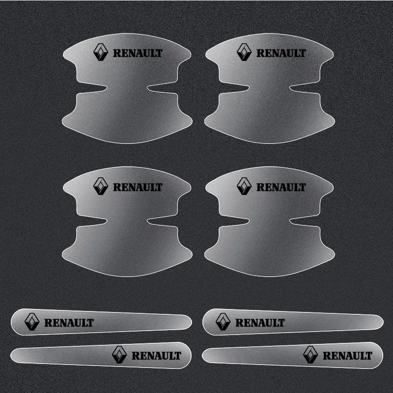 8PCS Car Door Handle Protector Stickers Vinyl Anti-Scratch Protection Auto Film For Renault Koleos Duster Megane 2 Logan Clio r888