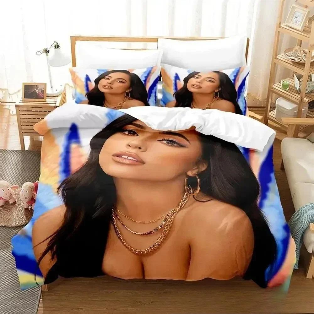 Juego de Ropa de Cama de la Cantante Popular Becky G Estampado 3D Funda Nórdica Funda de Almohada Decoración de Dormitorio para Adulto Niño Niña Regalo Tamaño Individual Doble Regalo