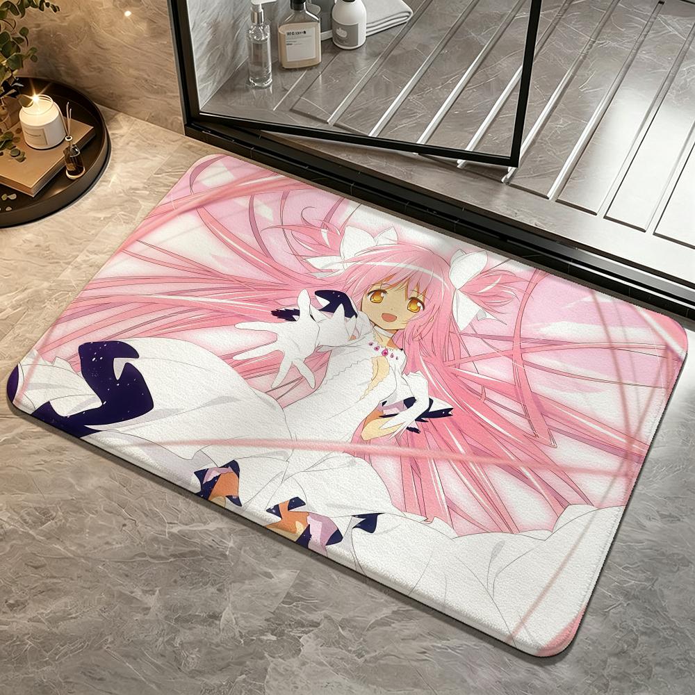 Anime-Puella Magi Madoka MagicaS Floor Mat Bedroom Carpet, Bathroom Foot Mat, Doormat, Non-Slip Absorbent Multi-Use
