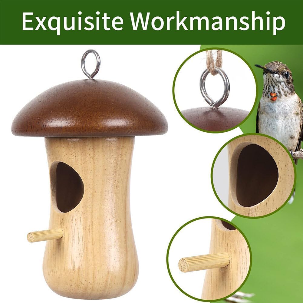 3 Pack Wooden Hummingbird House for Outside Hanging Humming Bird Nest Garden Gifts Window Decoration for Nature Lovers
