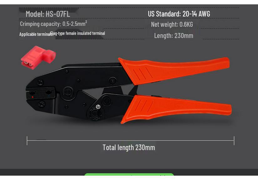 SN-02C/HSC Ratcheting Crimping Tool for 0.25-2.5 mm² BHT/FDD/RV/SV Wire