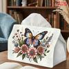 2D Flat 1pc, Tissue Box. Butterfly Floral Pattern Napkin Dispenser Box, Reusable, Daily Desktop Tissue Storage Box, Suitable for Kitchen, Living Room,