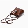 Real Oil Wax Leather Women's Bucket Bag Casual and Simple Handbag Large Capacity Ladies Cowhide Fashionable Crossbody Tote Bag