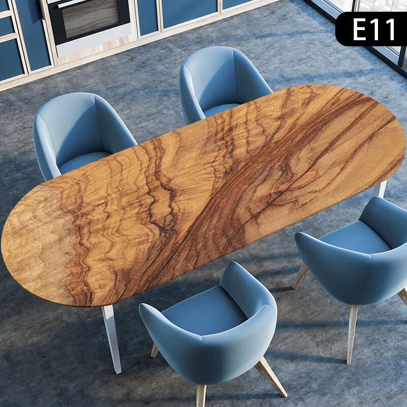 1PC Waterproof Oval Elastic Tablecloth Wooden Plank Texture Style Dining TableCloth Kitchen Dining Wedding Party Decoration