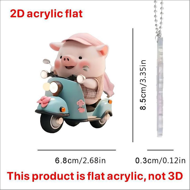 Cute Pig Car Interior Acrylic Pendant Lovely Auto Keychain Hanging Ornament Universal Fit Car Decoration Accessories For Key Bag