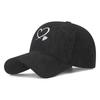 Unisex Versatile Corduroy Heart Baseball Cap with Hard Brim, Adjustable for Sun Protection In Spring and Autumn.