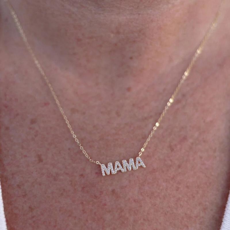 Women MAMA Bracelet Gold PVD Plated Zircon Letter Minimalist Adjustable Jewelry for Everyday Wear