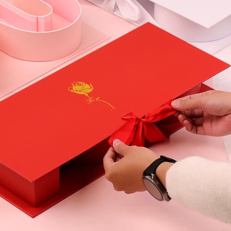 Cardboard Letter Combination Gift Box With Ribbon Flower Wrapping Container For Birthday Valentines Day Anniversary