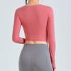 Spring and Autumn Women's Yoga Clothing Sports Fitness Cross Yoga Top T-shirt Long Sleeve with Chest Pad