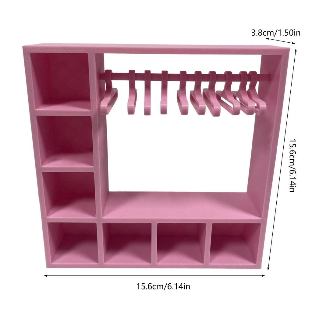3D Printed Doll Clothes Display Wardrobe With 10 Hangers For 15/17cm Miniature Doll Toy Clothing Accessory Organization