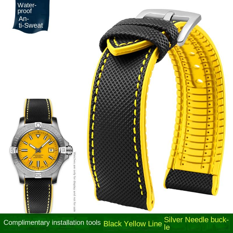 20mm 21mm 22mm 23mm 24mm universelles Nylon FKM-Gummi Unterarmband Wasserdichtes Uhrenarmband für Omega IWC SEIKO Uhr Herrenarmband