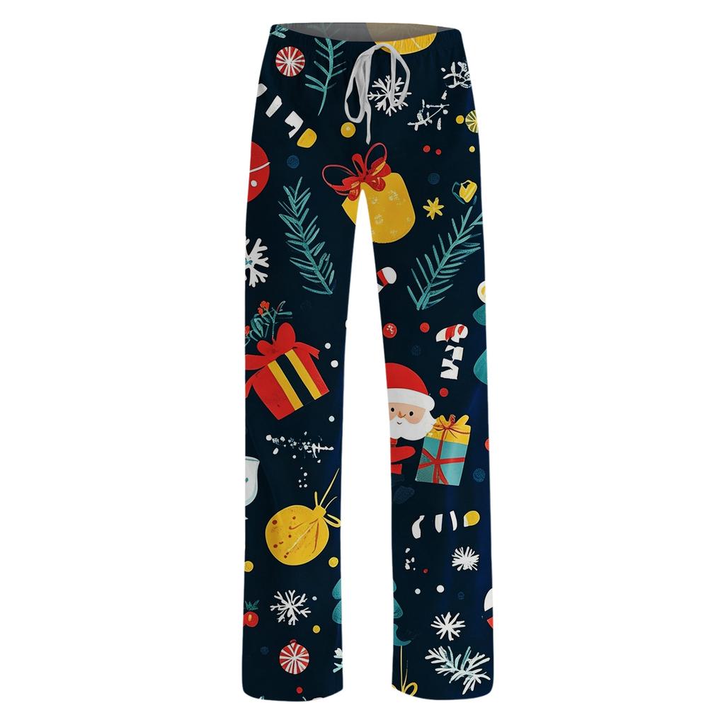 Women's Christmas Print Loose Fit Pajama Pants for Sleep and Home Relaxation