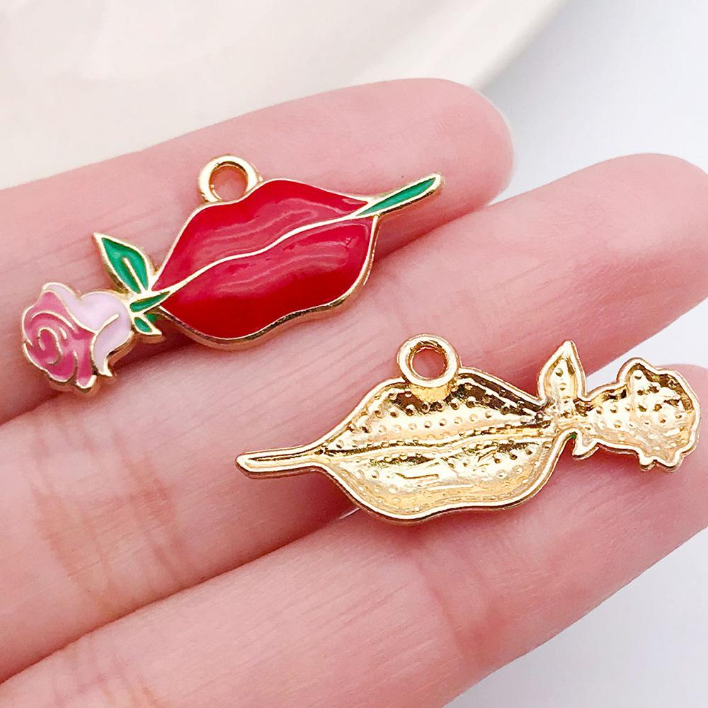 Red And Love Heart Peach Jewellery Accessories Diy Bracelet Keychain Necklace Pendant Alloy Oil Drop