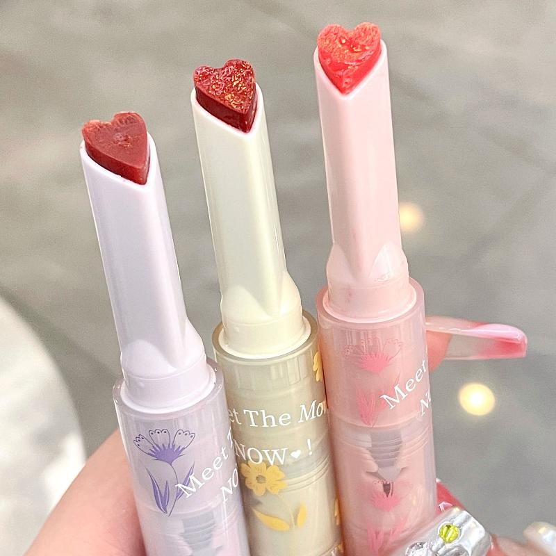 Water-Light Lip Glaze Mirror Glitter Lip Tint Long Lasting Moisturising Love Heart Shape Solid Lipstick Pen Lips Makeup Cosmetic
