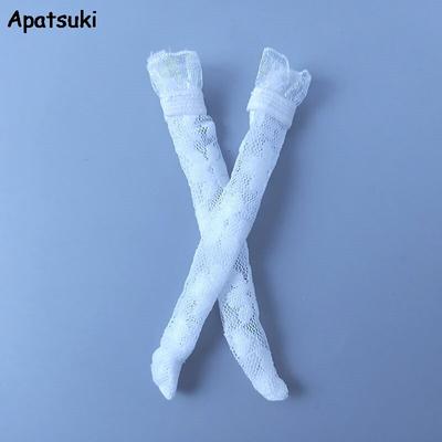 1pair Fashion Princess White Floral Middle Tube Lace Socks for Barbie Doll Accessories Sock for Blythe Licca Dolls DIY Toy 1/6
