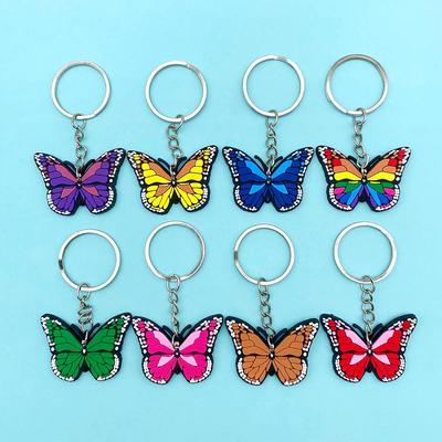 8-delige Vlinder Zacht PVC Rubber Sleutelhanger Set - Afstuderen en Kleine Cadeau Hangers