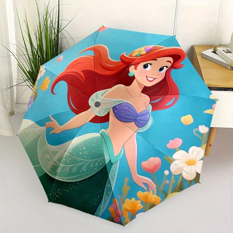 

Mermaid, Flowers Automatic Opening and Closing Umbrella, Compact Travel Umbrella, Lightweight and Portable, Suitable for Beach Commuting Bus