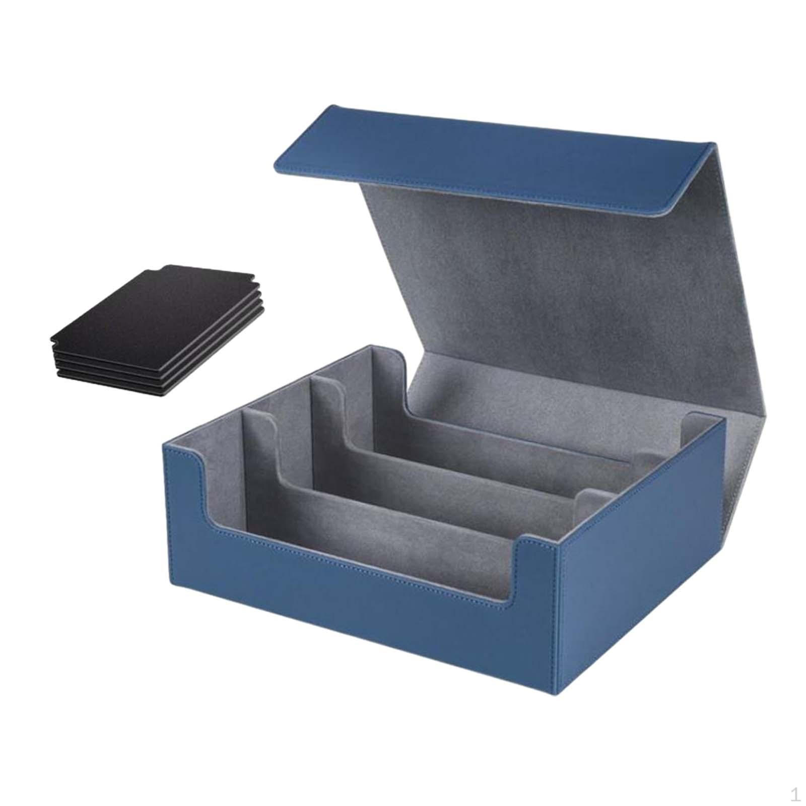 Trading Card Deck Box for 1800+ Cards Sports Case with 4 Dividers Blue Gray