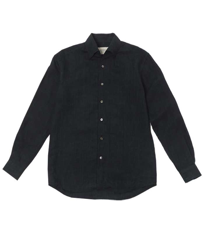 Black Brown Dilabé One-Piece Collar Linen Shirt [Vintage Navy] Navy/L