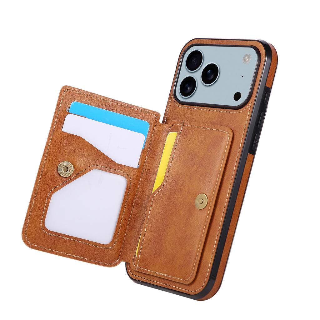 Business Magnetic Luxury Cards Solt Wallet Leather Phone Case For iPhone 17 Pro Max 16 Plus 15 Plus 14 13 12 11 Stand Bag Cover