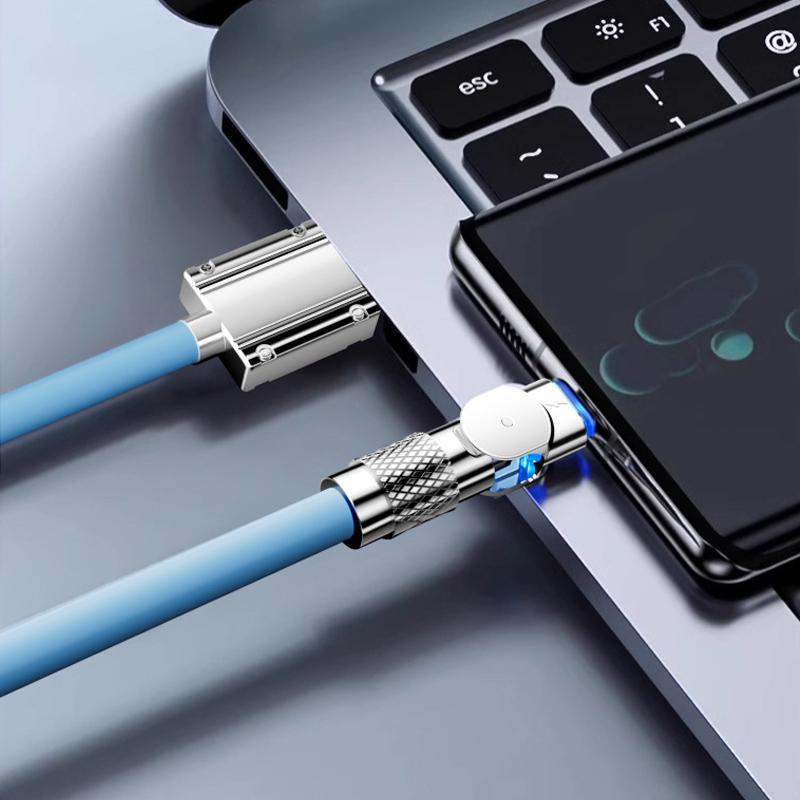 120W 6A USB Type C 180 Degree Phone Fast Charging USB C Cable Data Cord for Samsung 12 13 HUAWEI 1m 1.5m 2m