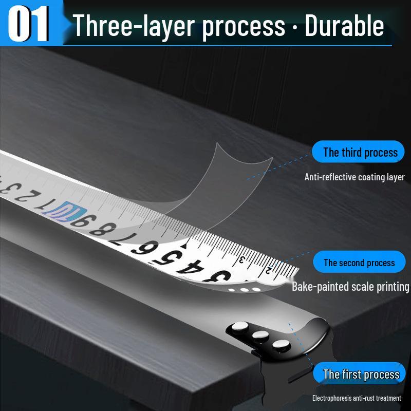 High Precision Self-Locking Rubber-Coated Measuring Tape - 5m, 3m, 7.5m, 10m