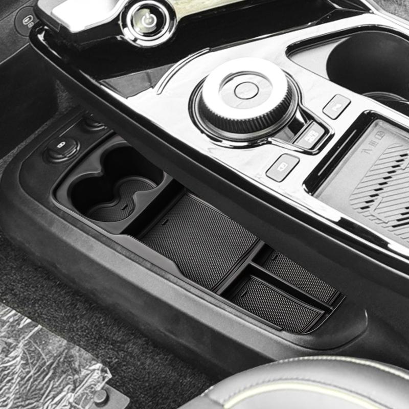 Center Lower Console Tray Organizer For Kia EV6 Lower Armrest Storage Car Box ABS Water Cup Holder Storage Box Accessories