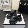 Fashion Women Casual Shoes Genuine Leather Mary Jane Single Shoes New Square Toe Soft Sole Versatile Velcro Shallow Mouth Single Shoes