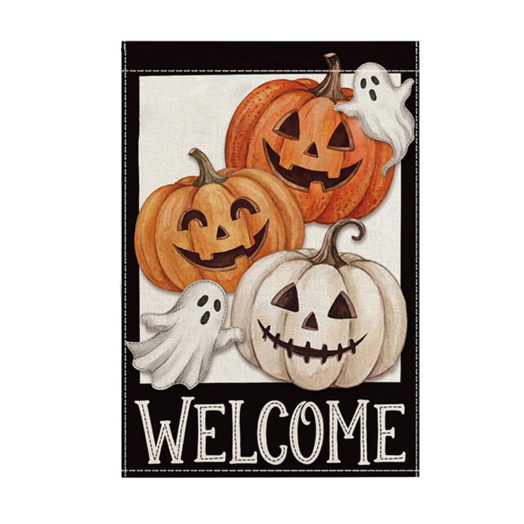 Halloween Garden Flag with Leaf Print for Fall Outdoor Decor