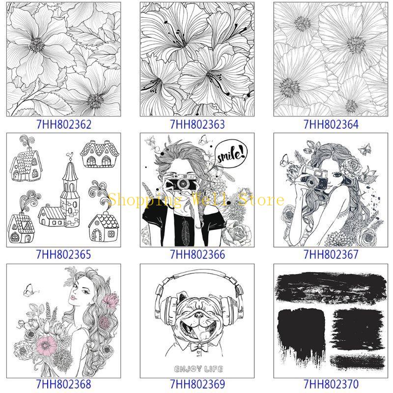 KX4B Scrapbooking Background Silicone Transparent Seal Stamps for Embossing Album