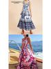 Bohemian Style Mid-Length Floral Print Dress with Elegant Wide Hem 