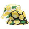 Sun Protection Bucket Hat Beach Leaf Lemon Printing Sunshade Cap Fisherman Hat for Men Women