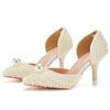 Fashion Pearl Shoes Pointy Side Side Air Pumps Stiletto Heels Over Feet High With Bridal Bridesmaids Wedding Shoes Single Shoes