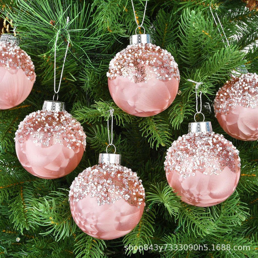 Girly Pink Christmas Ornaments: 8/10/12CM Plastic Ball, Vines, and Wreaths for Tree Decoration