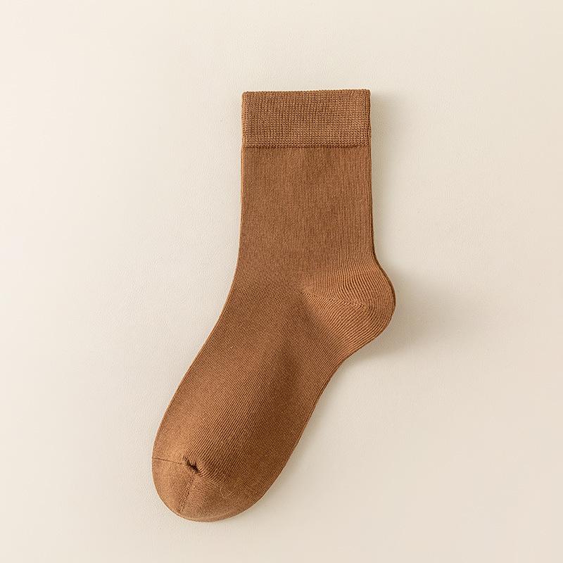 Ladies Spring and Autumn Pure Color Breathable Sweat Absorbing Anti Pilling Boneless Tube Cotton Socks