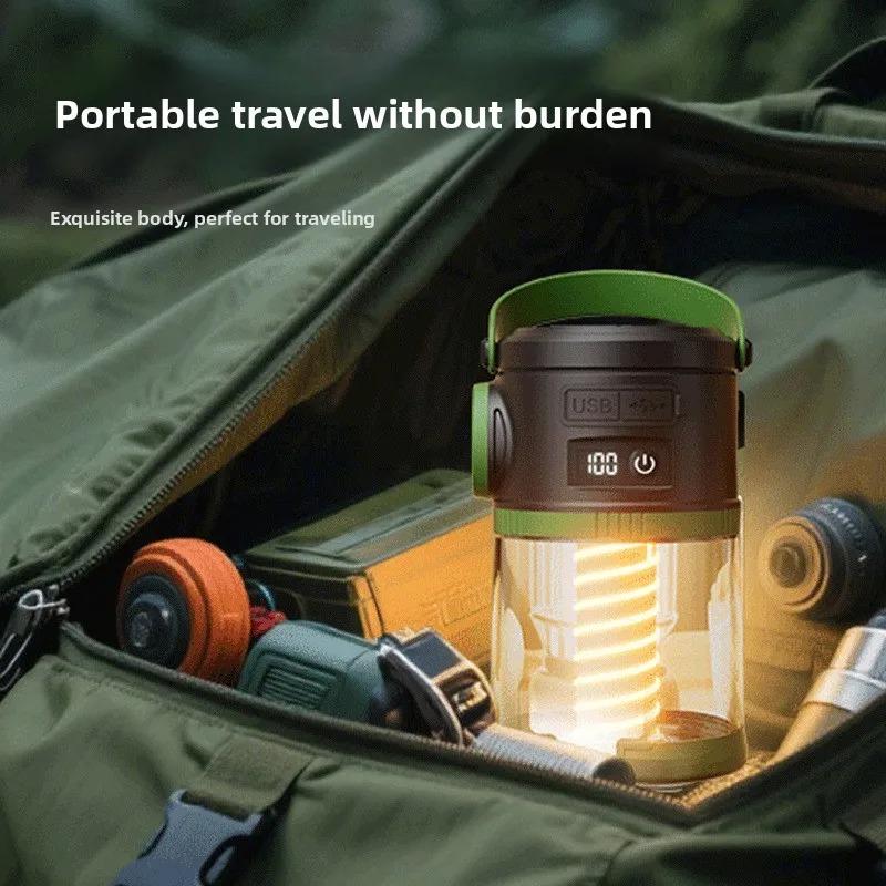 Portable Camping Lamp 5-in-1 Modes Lanterns Solar Outdoor Emergency Lighting Waterproof Solar and USB Charge for Camping Tent